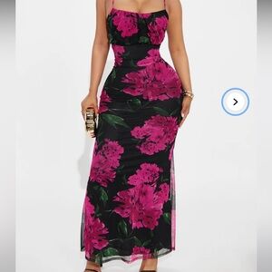 Fashion Nova Strapless Black and Pink Dress